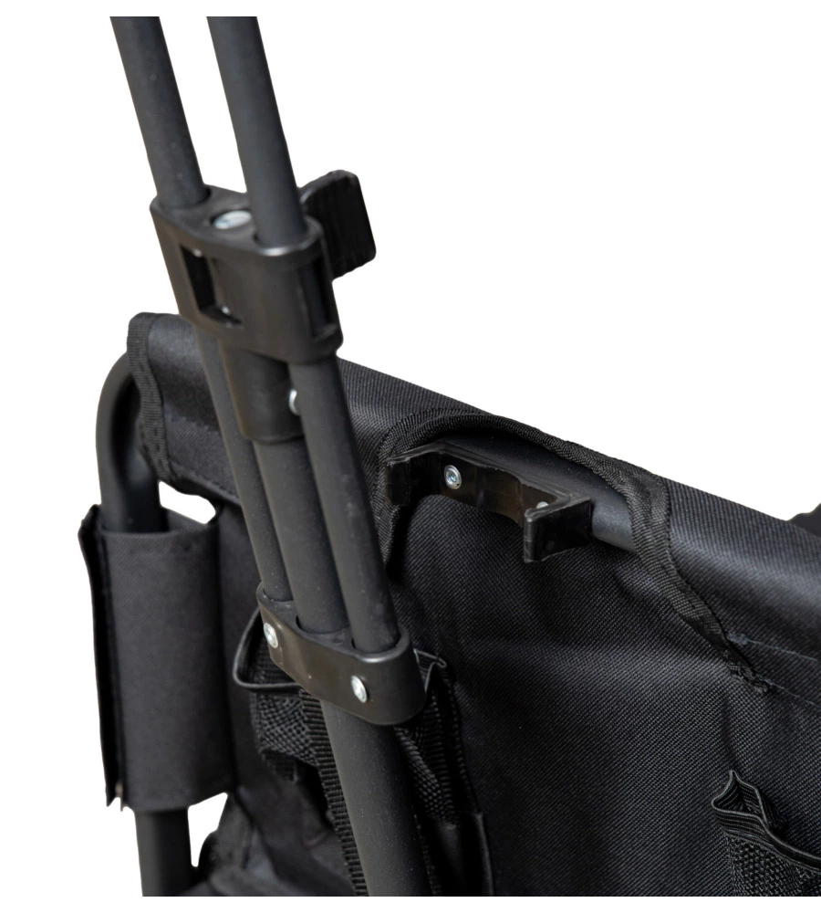 CARRELLO PIEGHEVOLE EUROGARDEN CON RUOTE E FUNZIONE PANCHINA IN ACCIAIO NERO 108X55,5X73 CM